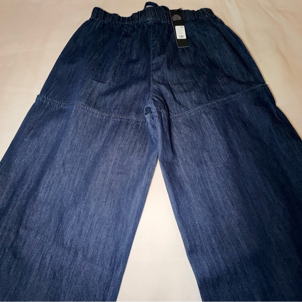 NWT Fashion Nova Wide Leg Pull On Jeans Dark Wash Palazzo Denim Size S - Picture 6 of 11